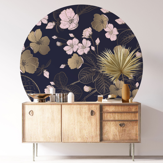 Round / Circle Wall Sticker - Floral pattern