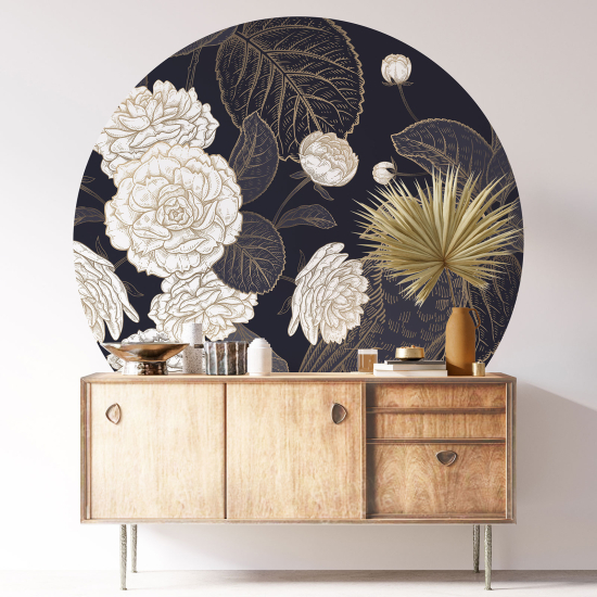 Round / Circle Wall Sticker - Floral pattern