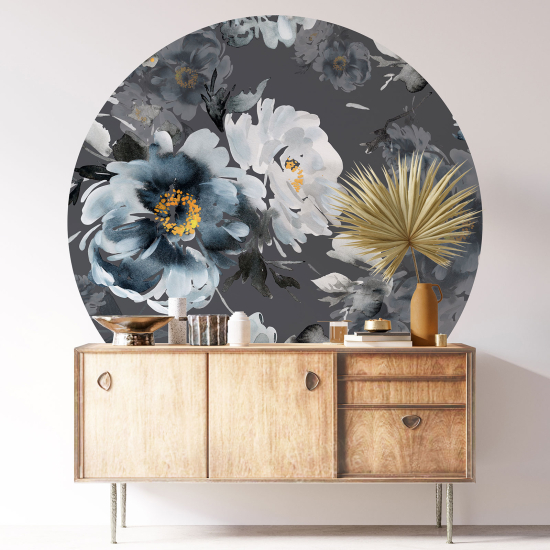 Round / Circle Wall Sticker - Floral pattern