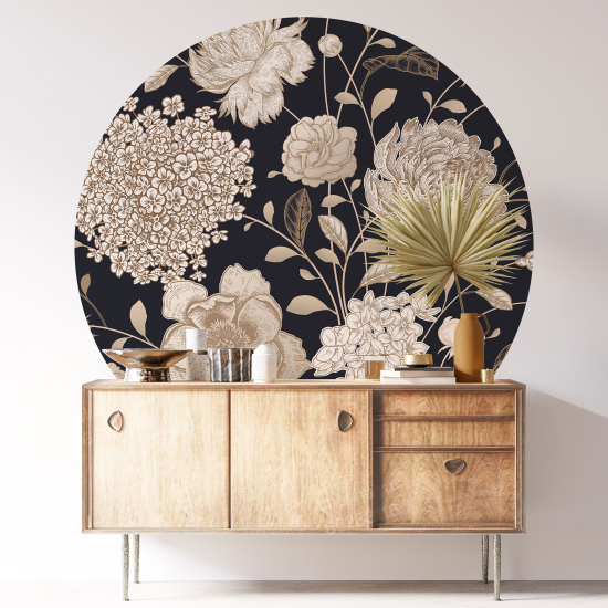 Round / Circle Wall Sticker - Floral pattern