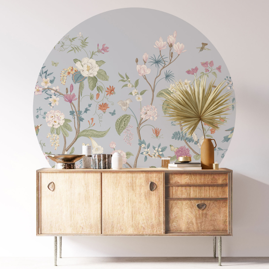 Round / Circle Wall Sticker - Floral pattern