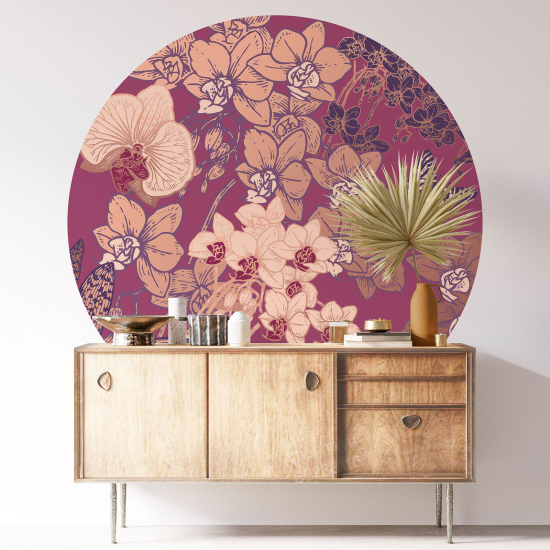 Round / Circle Wall Sticker - Floral pattern