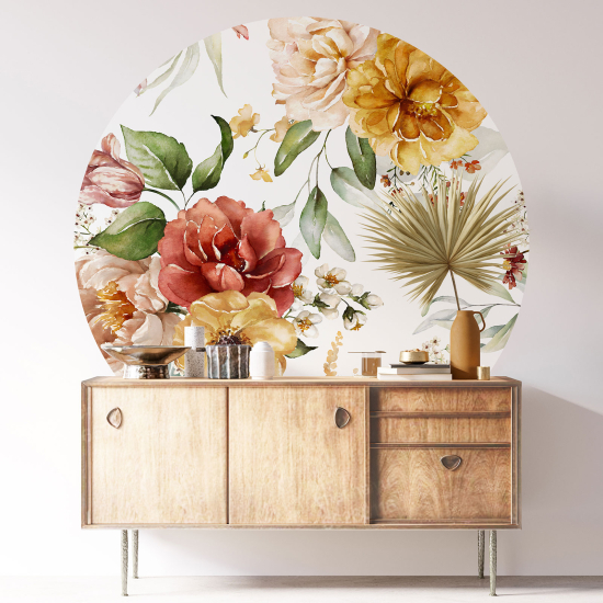 Round / Circle Wall Sticker - Floral pattern