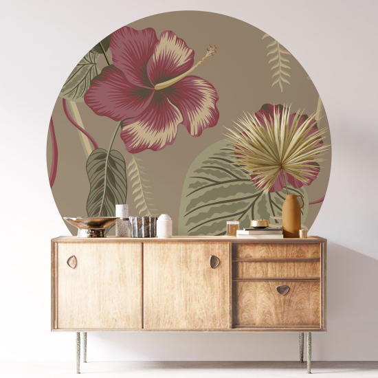 Round / Circle Wall Sticker - Floral pattern