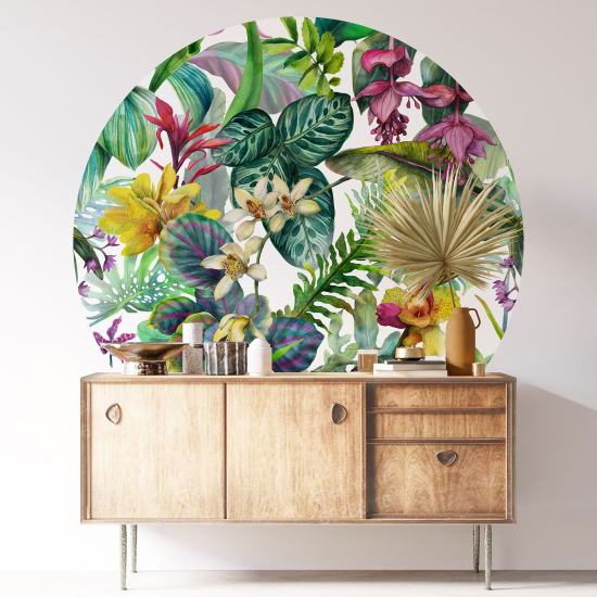 Round / Circle Wall Sticker - Floral pattern