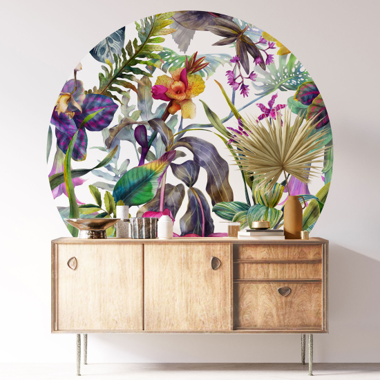 Round / Circle Wall Sticker - Floral pattern