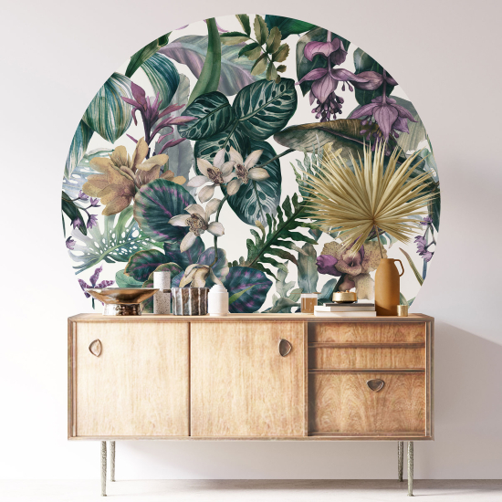 Round / Circle Wall Sticker - Floral pattern