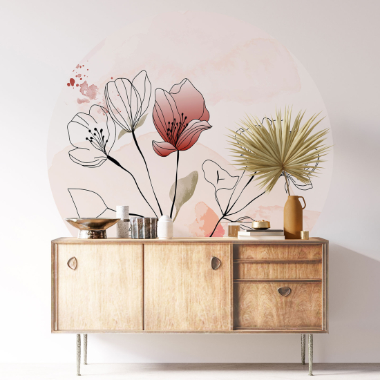 Round / Circle Wall Sticker - Flowers