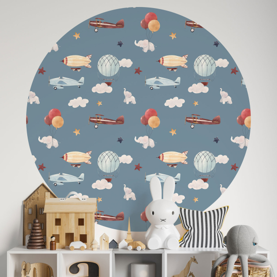 Round / Circle Wall Sticker for Kids - Airplanes