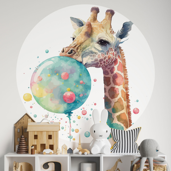 Round / Circle Wall Sticker for Kids - Bubble giraffe