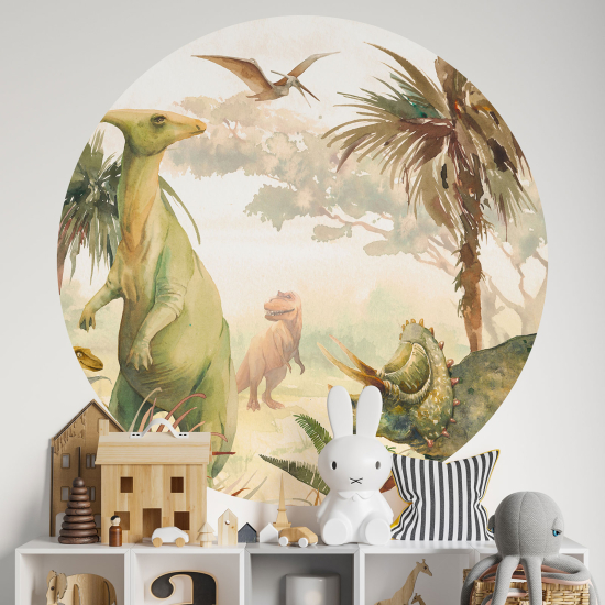 Round / Circle Wall Sticker for Kids - Dinosaurs