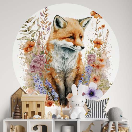 Round / Circle Wall Sticker for Kids - Fox