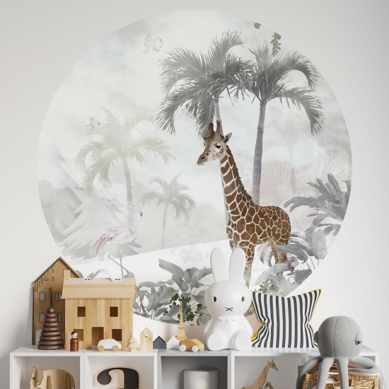 Round / Circle Wall Sticker for Kids - Giraffe