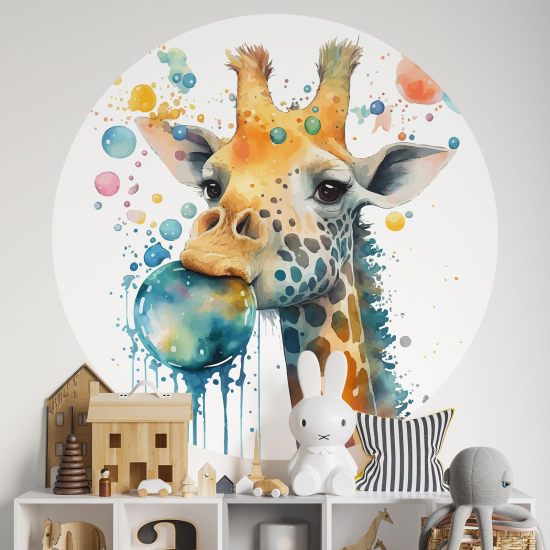 Round / Circle Wall Sticker for Kids - Giraffe