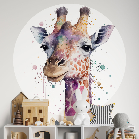 Round / Circle Wall Sticker for Kids - Giraffe