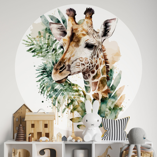 Round / Circle Wall Sticker for Kids - Giraffe