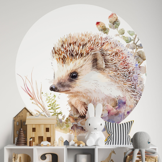 Round / Circle Wall Sticker for Kids - Hedgehog