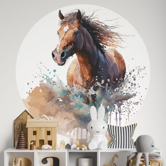 Round / Circle Wall Sticker for Kids - Horse