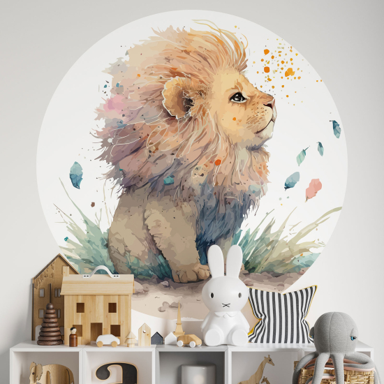 Round / Circle Wall Sticker for Kids - Lion