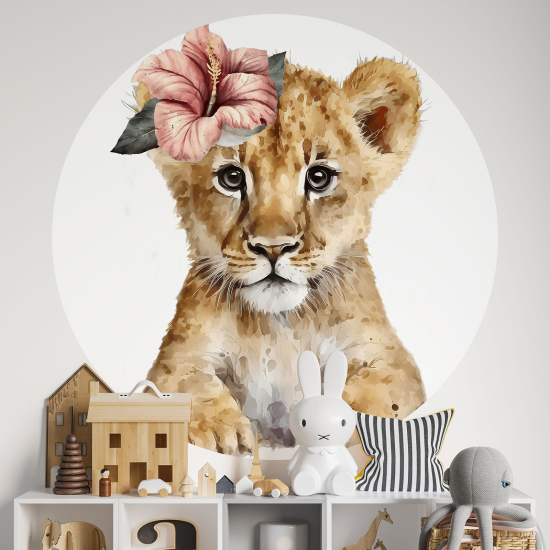 Round / Circle Wall Sticker for Kids - Lion Cub