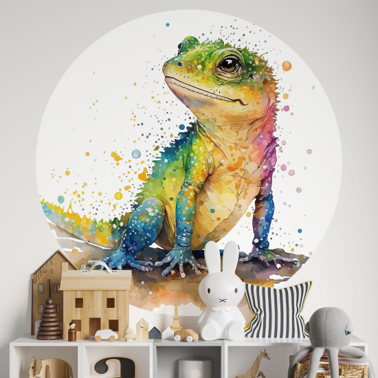 Round / Circle Wall Sticker for Kids - Lizard