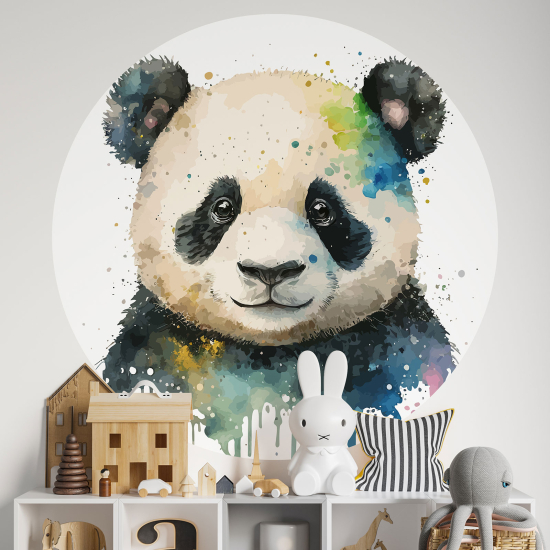 Round / Circle Wall Sticker for Kids - Panda