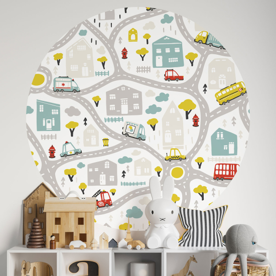 Round / Circle Wall Sticker for Kids - Roads