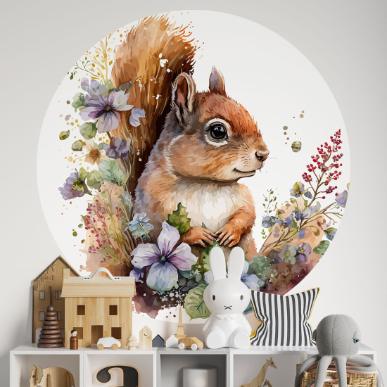 Round / Circle Wall Sticker for Kids - Squirrel