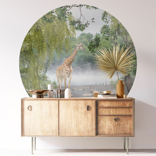 Round / Circle Wall Sticker - Giraffe