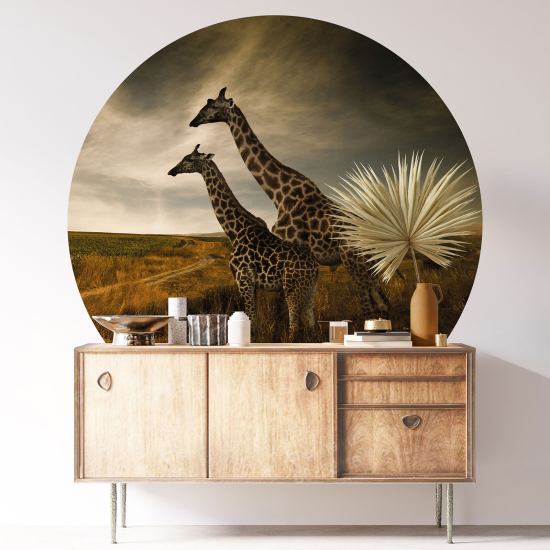 Round / Circle Wall Sticker - Giraffes