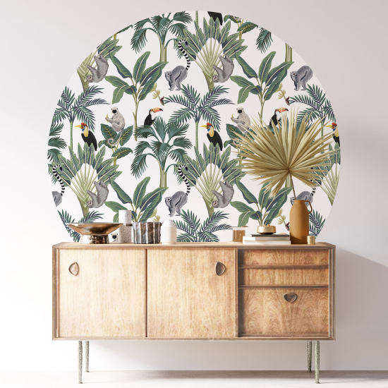 Round / Circle Wall Sticker - Jungle Animals