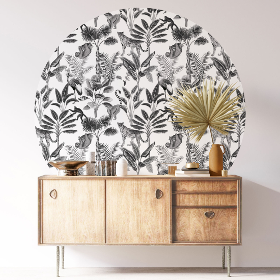 Round / Circle Wall Sticker - Jungle Animals