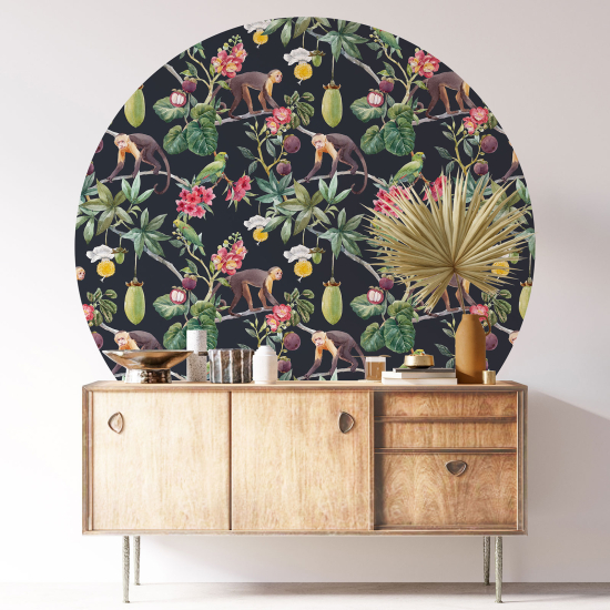 Round / Circle Wall Sticker - Jungle Animals