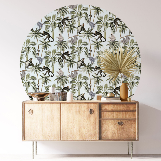 Round / Circle Wall Sticker - Jungle Animals