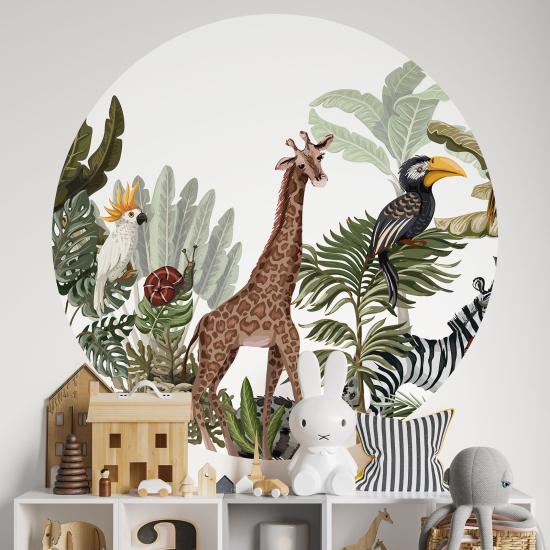 Round / Circle Wall Sticker - Jungle Animals