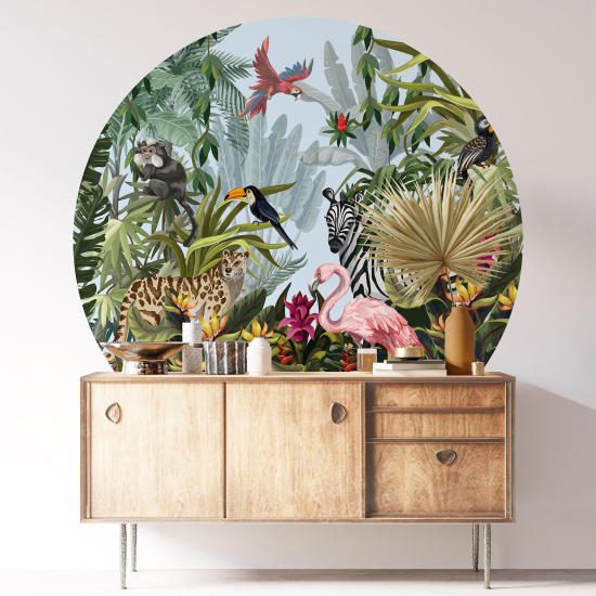 Round / Circle Wall Sticker - Jungle Animals