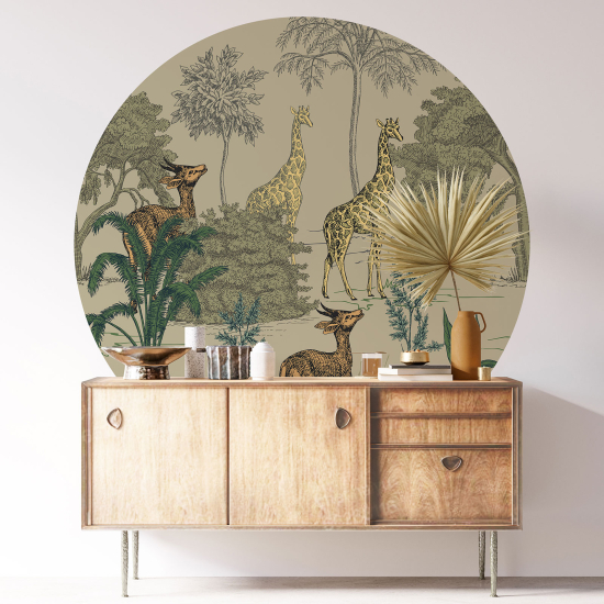 Round / Circle Wall Sticker - Jungle Animals