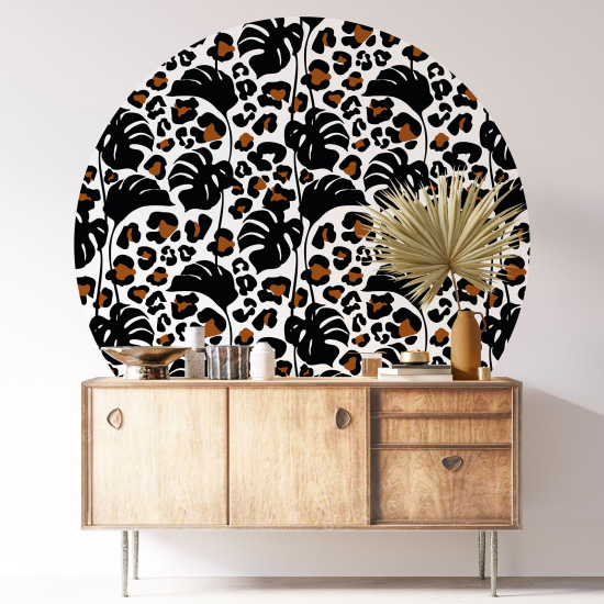 Round / Circle Wall Sticker - Leopard Pattern