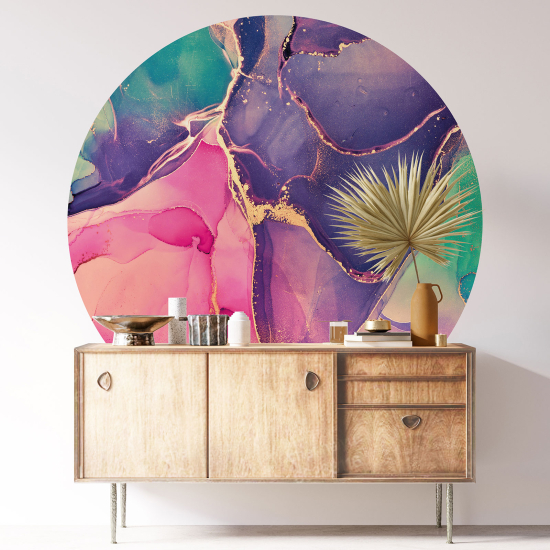 Round / Circle Wall Sticker - Marbled Effect