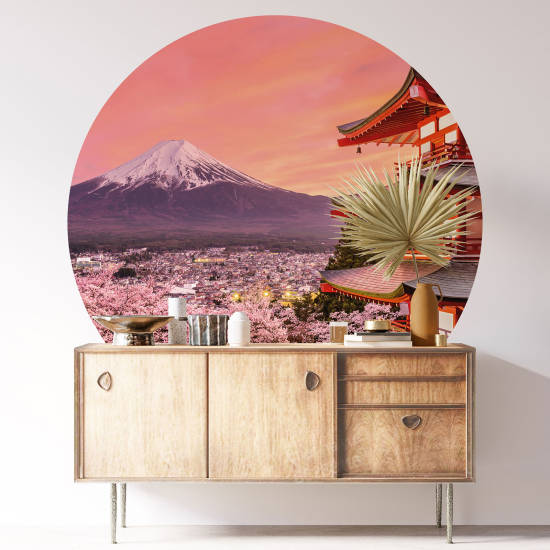 Round / Circle Wall Sticker - Mount Fuji Japan