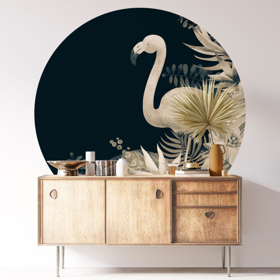 Round / Circle Wall Sticker - Pink flamingo