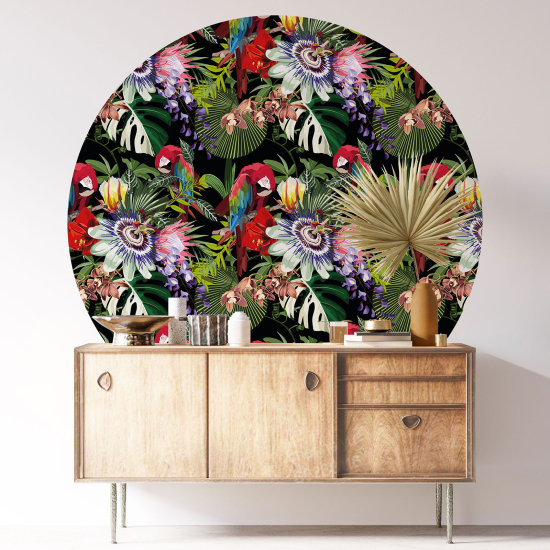 Round / Circle Wall Sticker - Tropical pattern