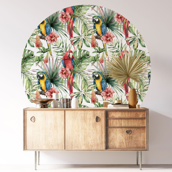 Round / Circle Wall Sticker - Tropical pattern