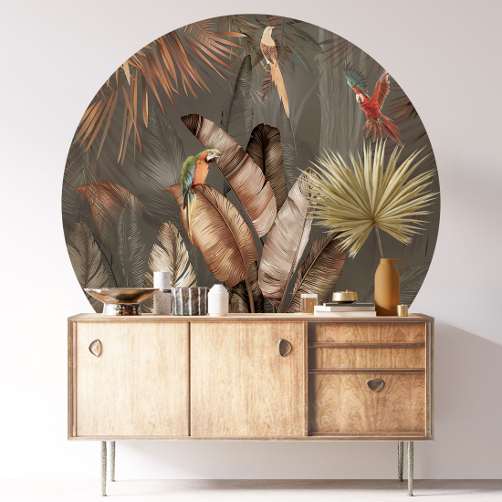 Round / Circle Wall Sticker - Tropical pattern