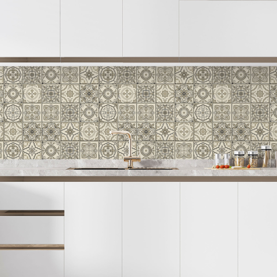 Self Adhesive Kitchen Splashback - Cement tile effect