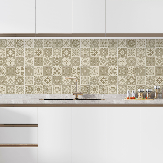 Self Adhesive Kitchen Splashback - Cement tile effect