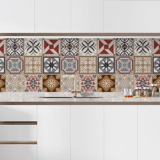 Self Adhesive Kitchen Splashback - Cement tile effect