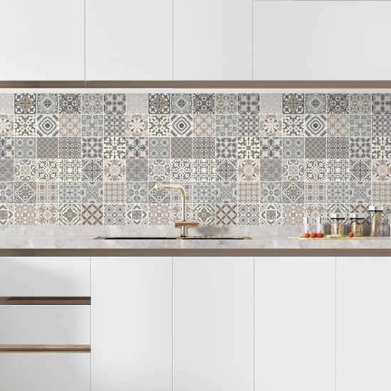 Self Adhesive Kitchen Splashback - Cement tile effect