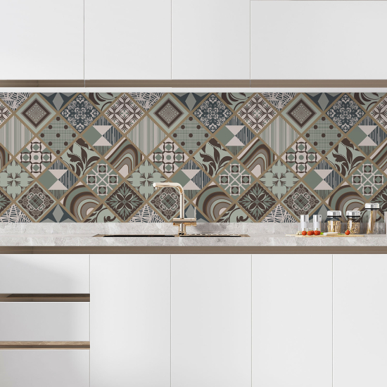 Self Adhesive Kitchen Splashback - Cement tile effect