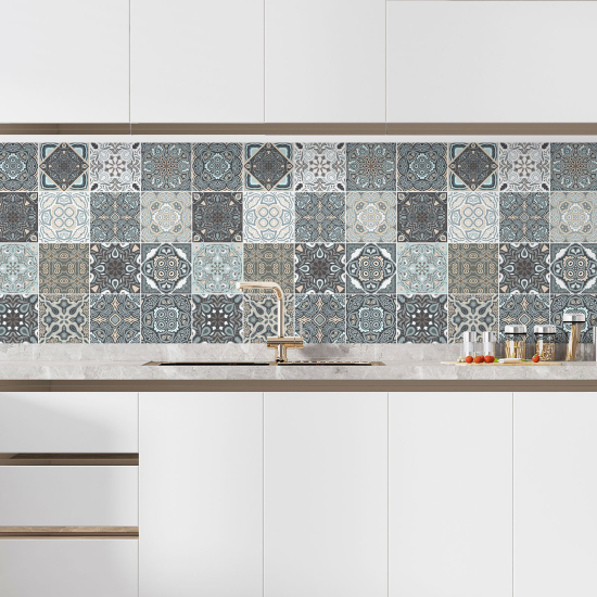 Self Adhesive Kitchen Splashback - Cement tile effect